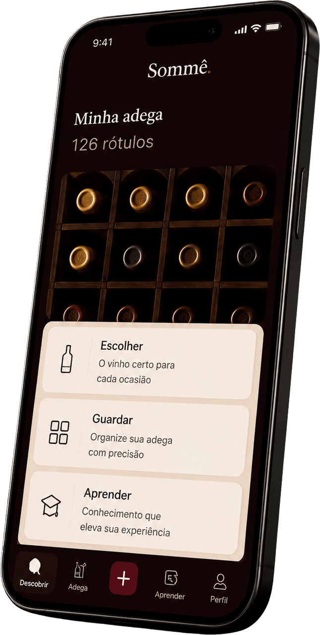 Tela da adega no app Sommê, com as garrafas organizadas por nicho